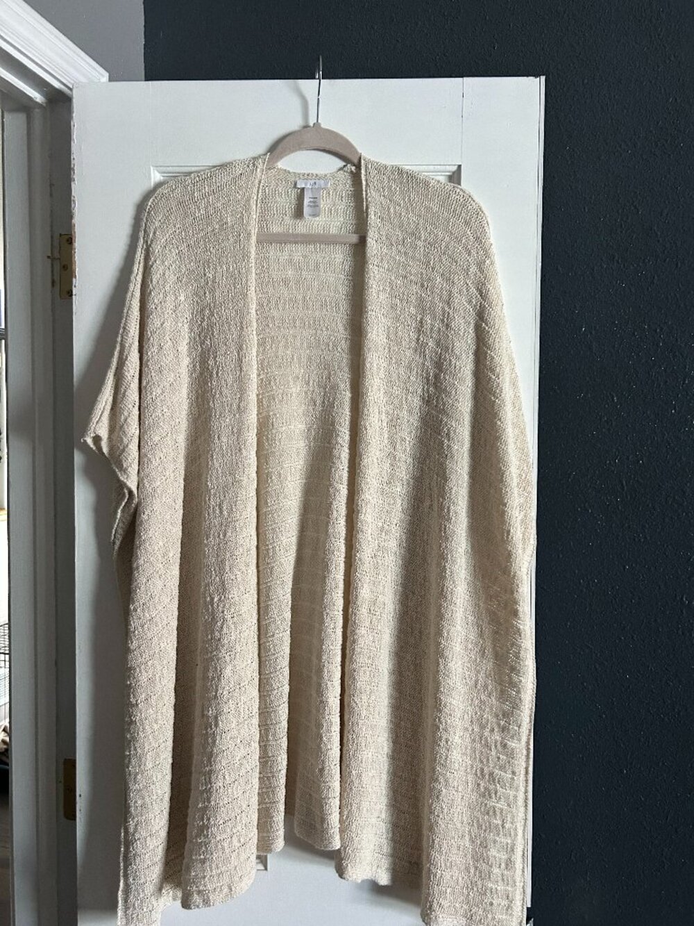 J. Jill  Beige Open Knit Sweater  Ruana Wrap